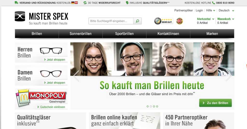Mister Spex Homepage